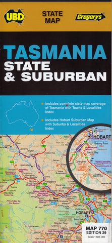Tasmania State & Suburban Map 770 – UBD Gregory’s (29th Edition, 2023)