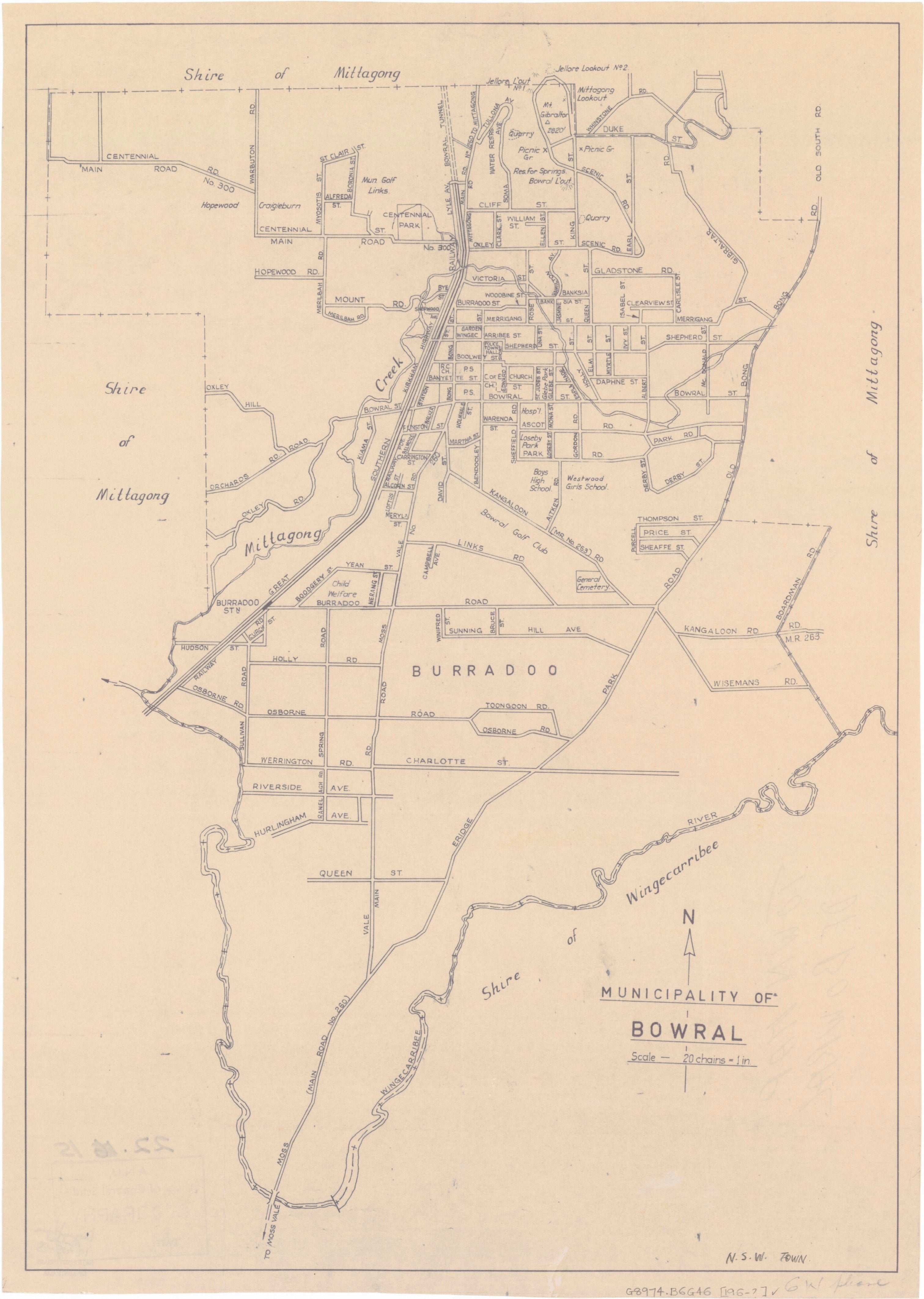 Bowral Postcode Bowral Historic Wall Map 1969 | Mapworld