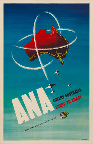 TRAVEL POSTER - Australian National Airlines Covers Australia