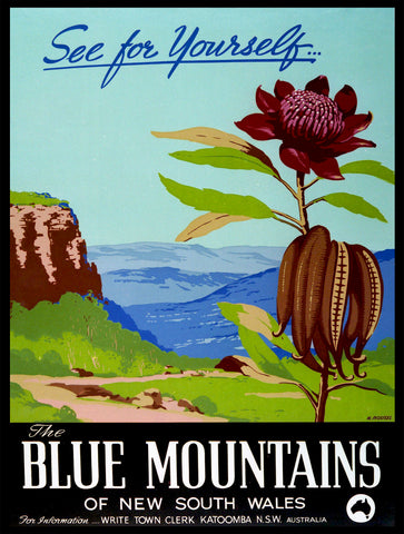 TRAVEL POSTER - Blue Mountains Vintage Poster