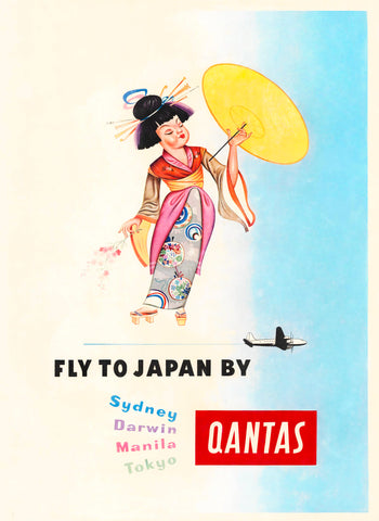 TRAVEL POSTER - Fly to Japan by Qantas