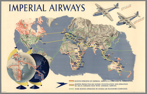 TRAVEL POSTER - Imperial Airways Map of the World