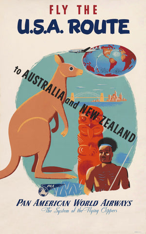 TRAVEL POSTER - Pan American World Airways U.S.A. Route