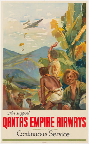 TRAVEL POSTER - Qantas Empire Airways Air Support
