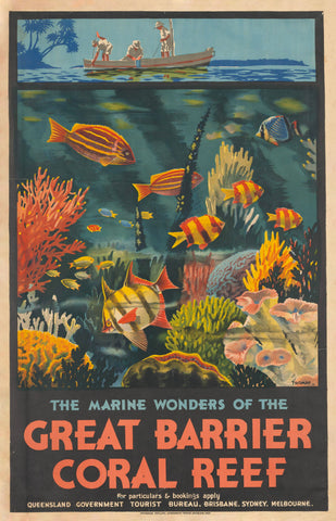 TRAVEL POSTER - Great Barrier Reef Vintage Poster