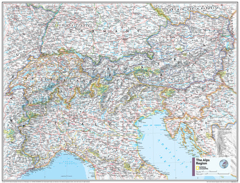The Alps Atlas of the World, 11th Edition, National Geographic Wall Map