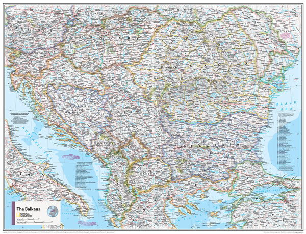 The Balkans Atlas of the World, 11th Edition, National Geographic Wall Map