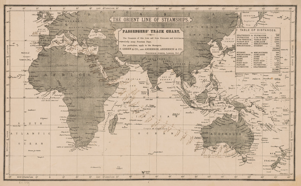 The Orient Line Steamships Wall Map | Mapworld