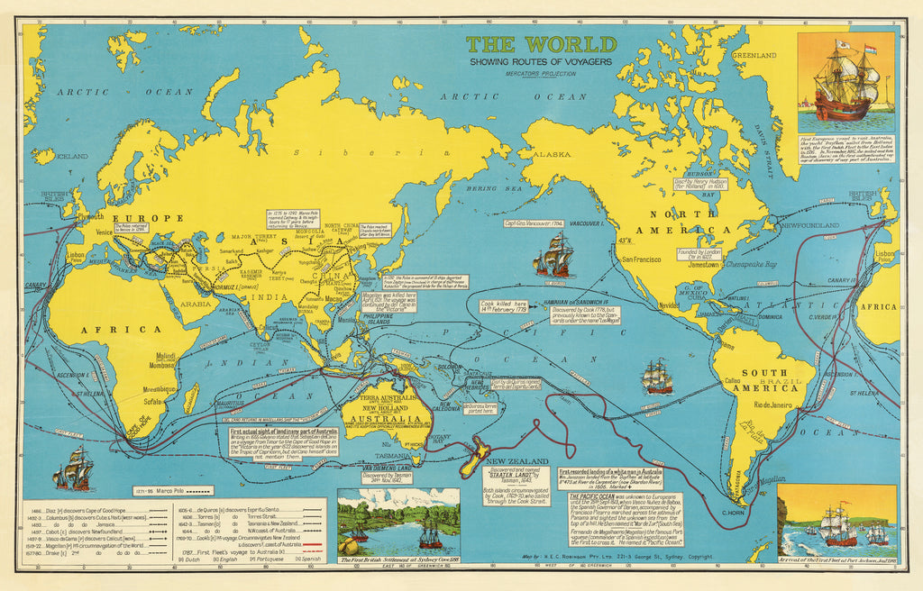 The World showing Routes of Explorers Historic | Mapworld
