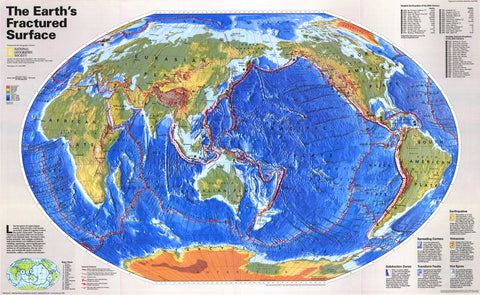 The Earths Fractured Surface Wall Map - Published 1995 by National Geographic