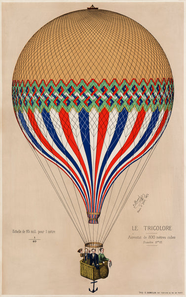 The Tricolor with a French flag themed balloon ascension in Paris, June 6th 1874
