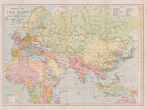 Trans-Siberian Railway Historical Wall Map 1900