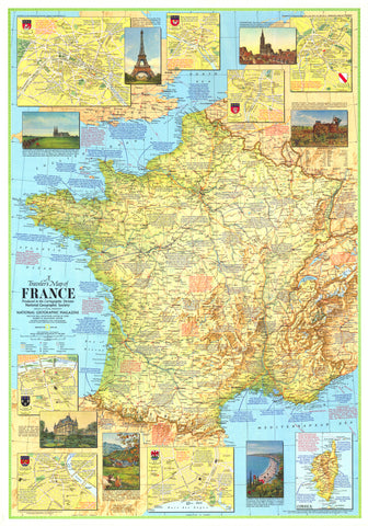 Traveler's Map of France - Published 1971 by National Geographic