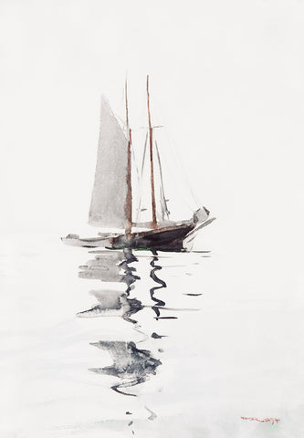 Two–masted Schooner with Dory (1894) by Winslow Homer