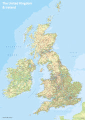 UK & Ireland Topographic Wall Map – Oxford Cartographers | Mapworld