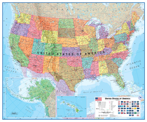 USA Maps International Wall Map 1200 x 1000mm