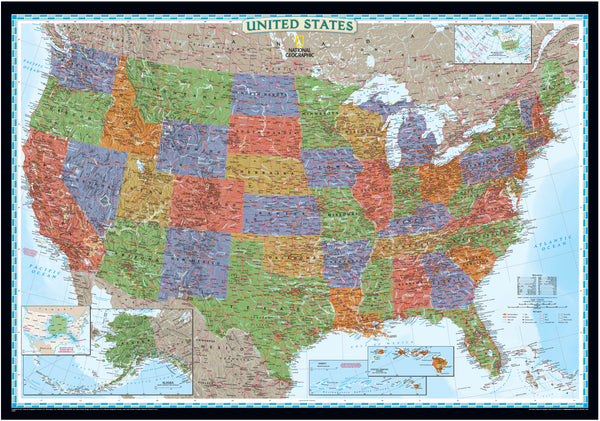 United States of America Decorator National Geographic 1759 x 1219mm Wall Map — National Geographic laminated wall map