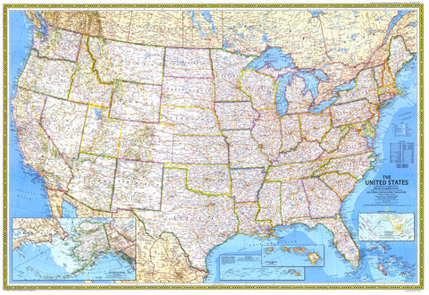 United States of America 1987 Wall Map by National Geographic