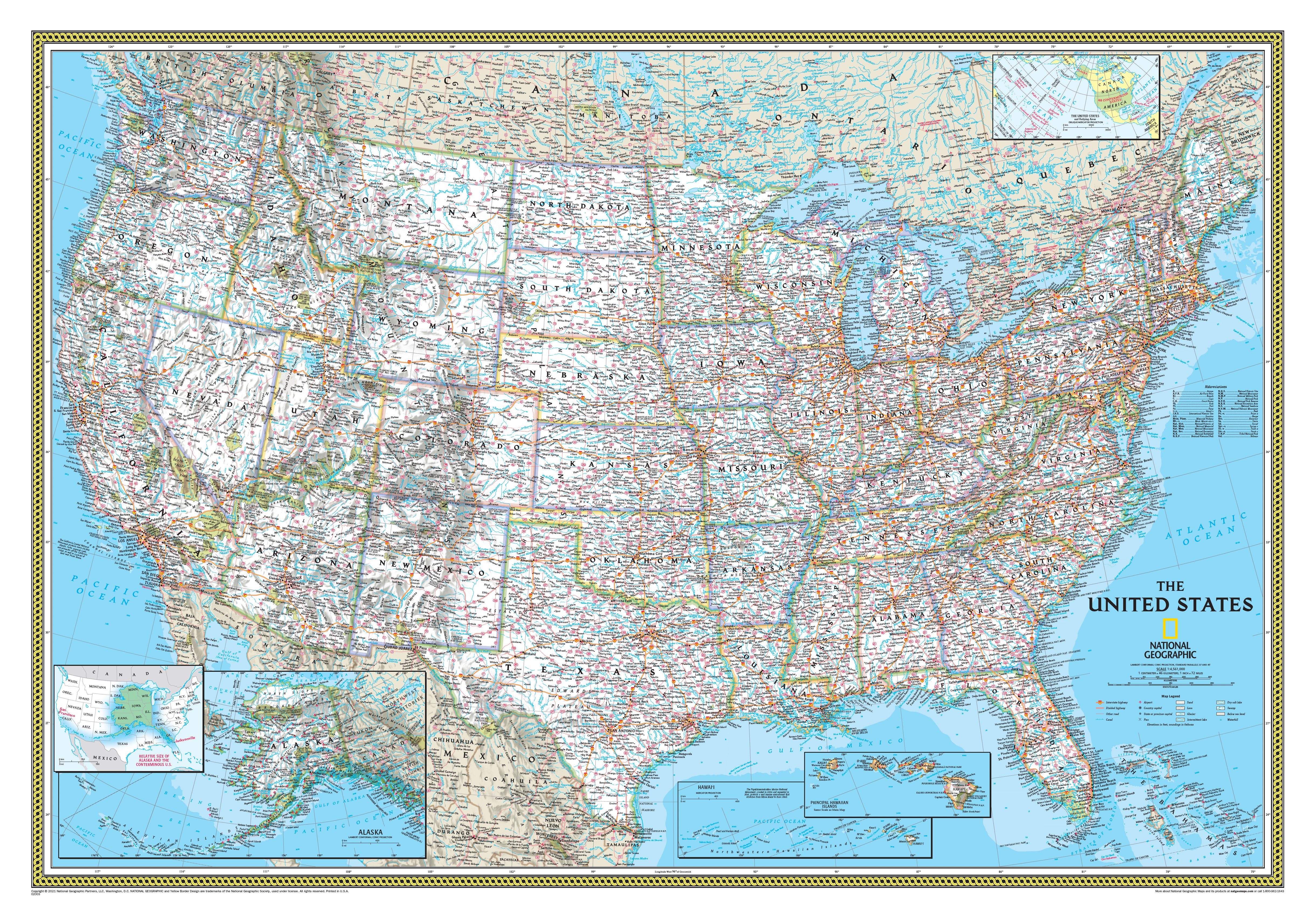 Merika Map United States of America NGS, Buy Wall Map of USA - Mapworld