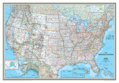United States of America National Geographic 1106 x 773mm Wall Map