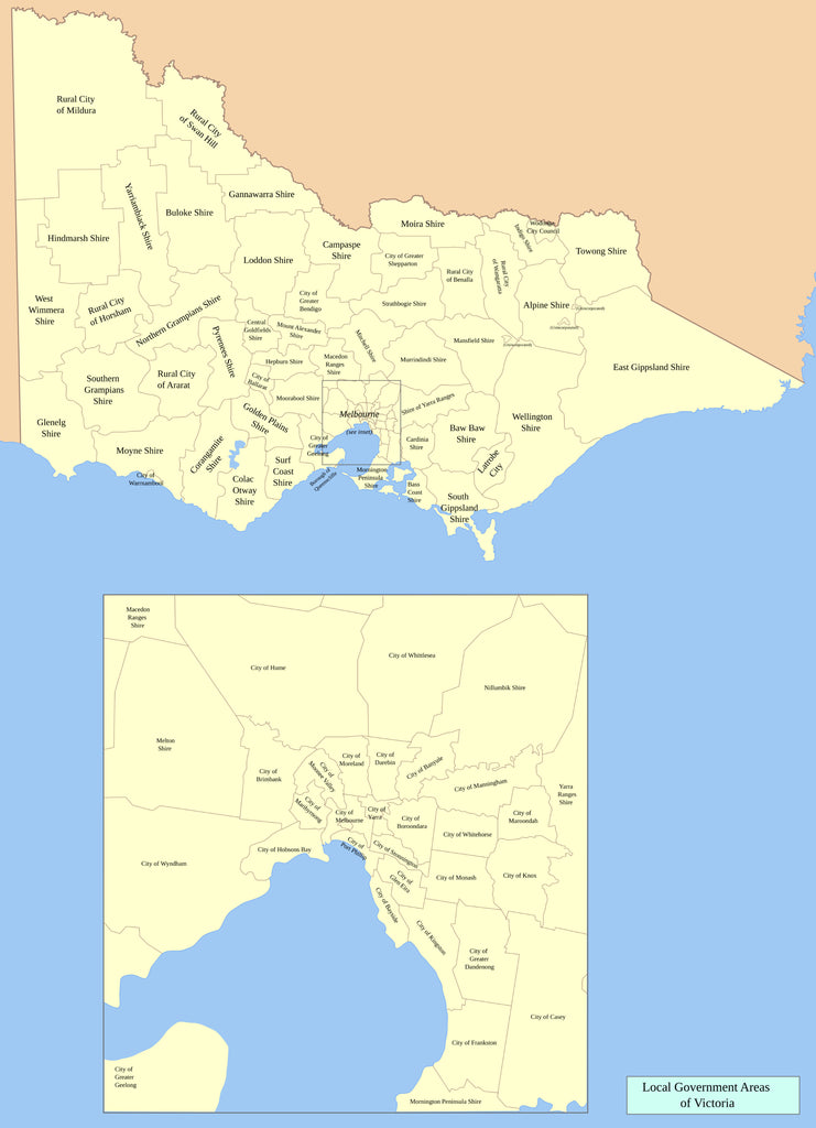 Victoria Local Government Areas Wall Map | Mapworld