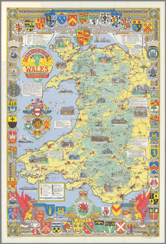 Wales Historical Pictorial Wall Map