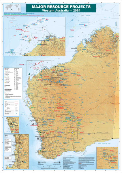 WA 2024 Major Resources Projects 1015 x 1450mm Wall Map