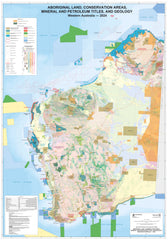 WA Aboriginal Land, Conservation Areas, Mineral and Petroleum Titles and Geology 700 x 1000mm Wall Map