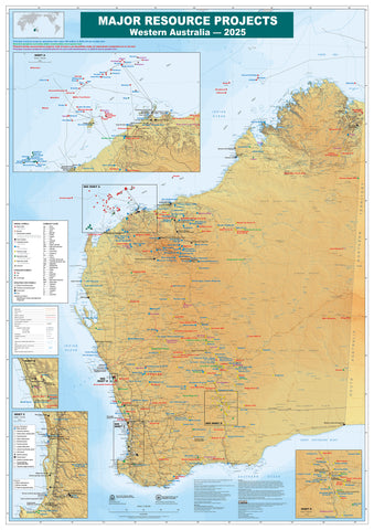 WA 2025 Major Resources Projects 1015 x 1450mm Wall Map