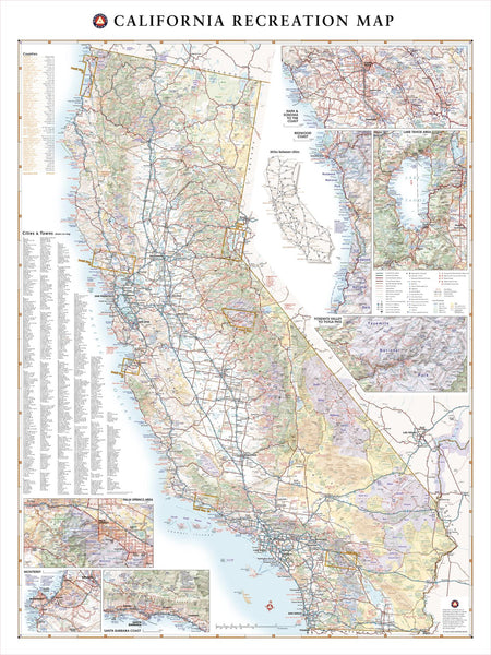 California Recreation 711 x 948mm Wall Map