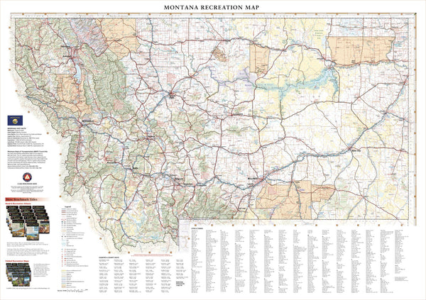 Montana Recreation 991 x 699mm Wall Map