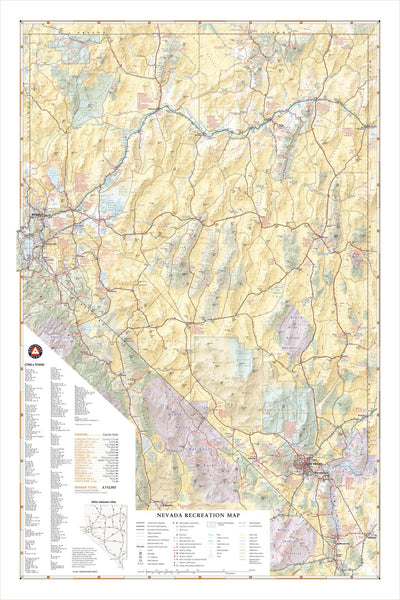 Nevada Recreation 677 x 1016mm Wall Map