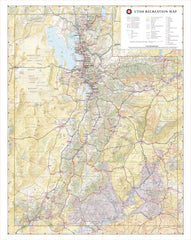 Utah Recreation 711 x 896mm Wall Map