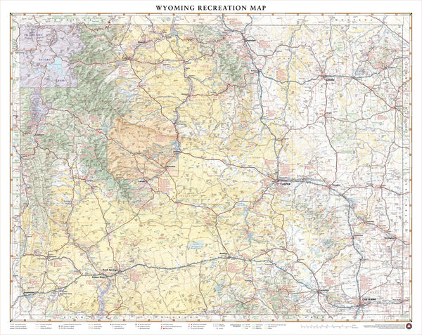 Wyoming Recreation 896 x 717mm Wall Map