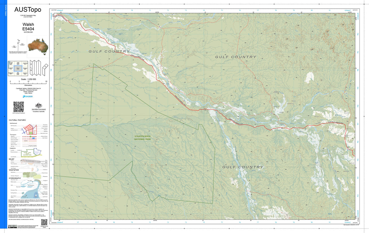 Walsh E5404 AUSTopo 1:250,000 Map | Mapworld
