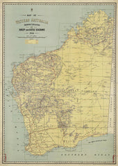 Western Australia Sheep & Cattle Stations Pastoral Lease Wall Map 1944