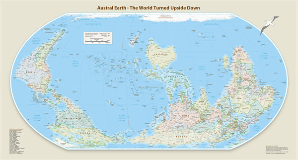 World Equal Earth Upside Down Wall Map