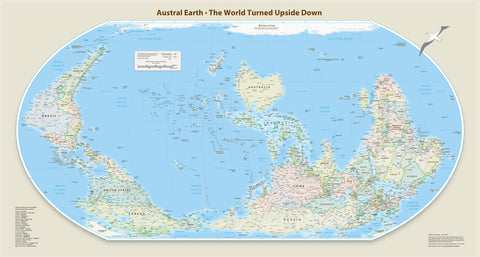 World Equal Earth Upside Down Wall Map