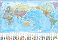 World Political Supermap with Flags 1440 x 840mm (Pacific Centred) Cosmographics 2026 — map