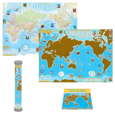 World Scratch Map (Large) 700 x 500mm by QPA