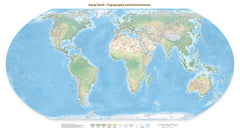 World Equal Earth Wall Map Physical — Africa-Centred