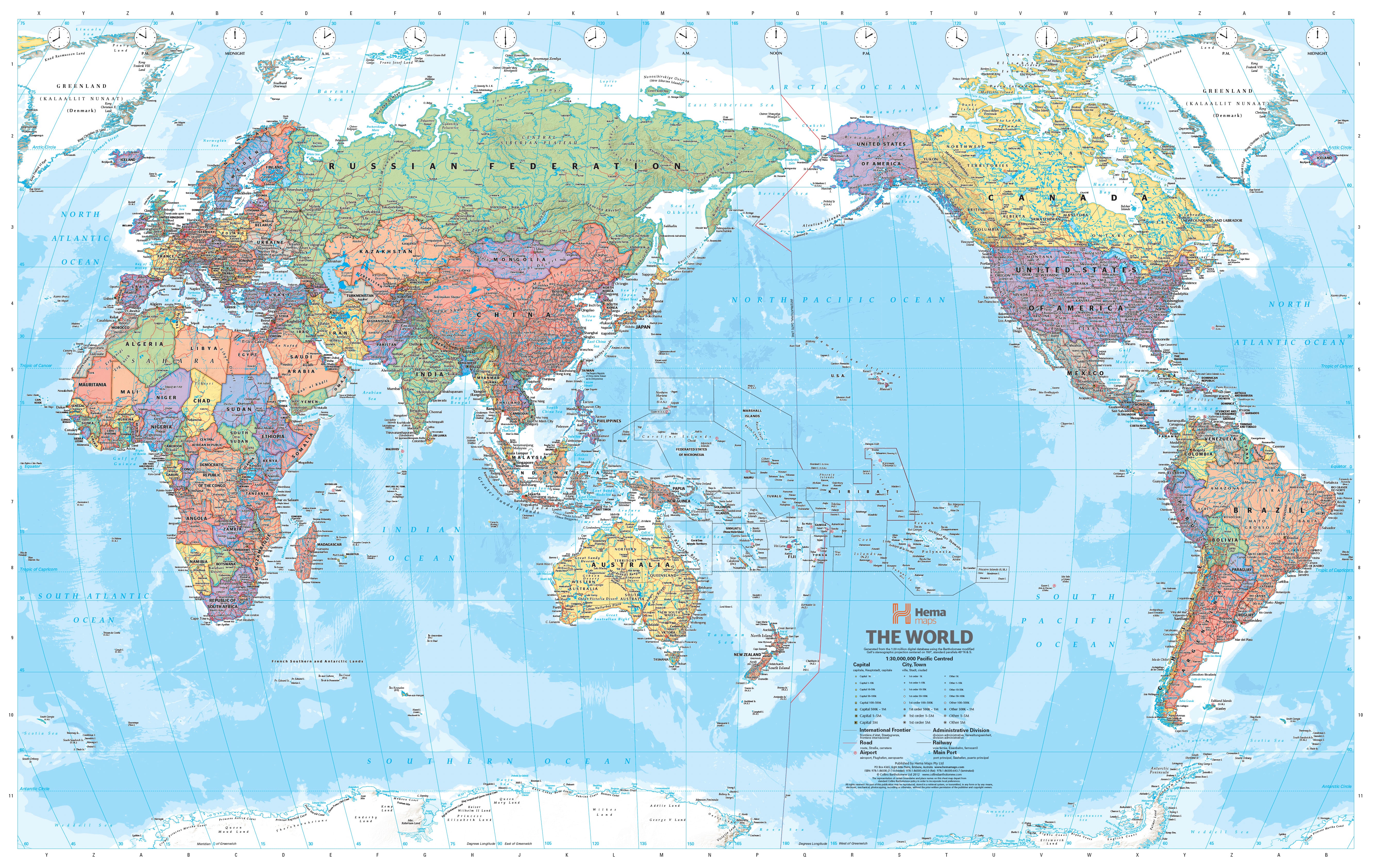 Hma Map World Political (Pacific) Classic Large (1010mm) – Hema | Mapworld