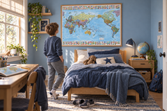 World Political Large with Flags 1021 x 706mm (Pacific Centred) Cosmographics 2026