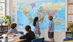 World Political Mega Map 2200 x 1270mm (Africa Centred) Cosmographics 2026