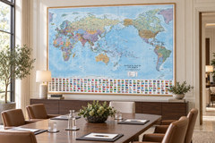 World Political Mega Map with Flags 2150 x 1475mm (Pacific Centred) Cosmographics 2026