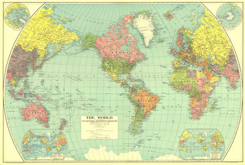 World Wall Map 1932 by National Geographic