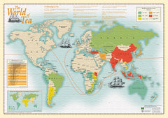 World map of tea trade routes with historical context