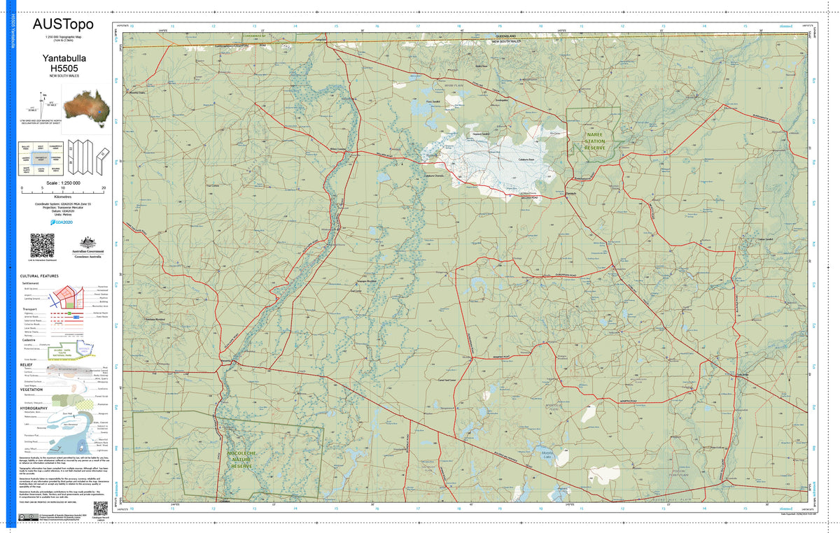 Yantabulla H5505 AUSTopo 1:250,000 Map | Mapworld