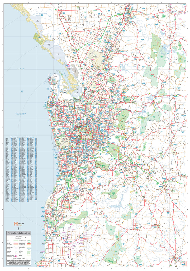 Adelaide & Region Paper Wall Map – Hema | Mapworld