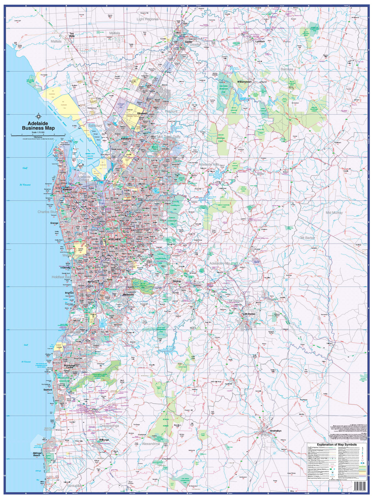 Adelaide Business Map 565 Laminated Wall (1020mm) – UBD | Mapworld